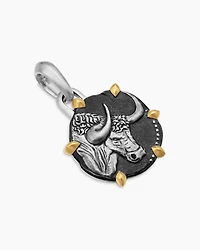 Taurus Amulet in Sterling Silver with 18K Yellow Gold, 23mm