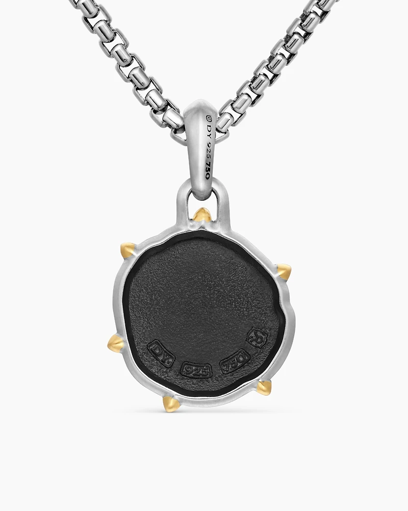 Taurus Amulet in Sterling Silver with 18K Yellow Gold, 23mm