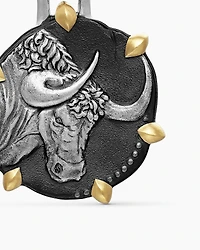 Taurus Amulet in Sterling Silver with 18K Yellow Gold, 23mm