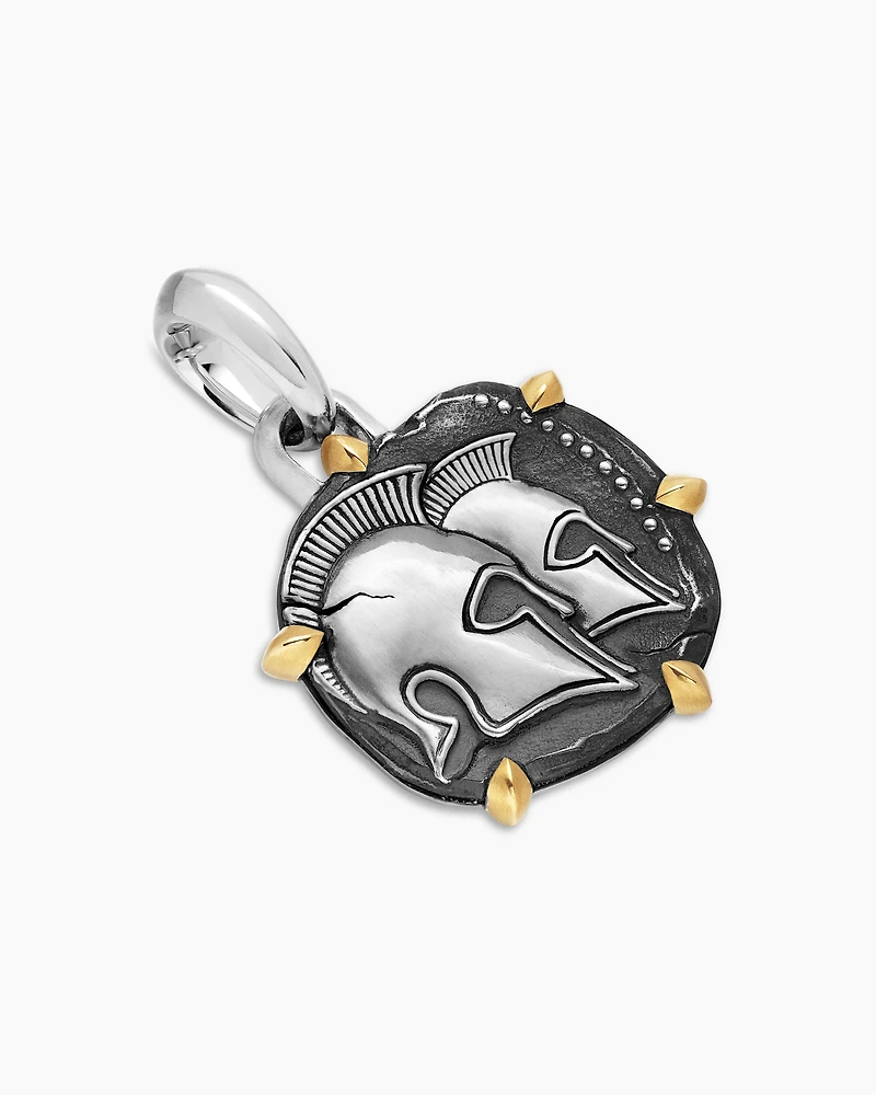 Gemini Amulet in Sterling Silver with 18K Yellow Gold, 33mm