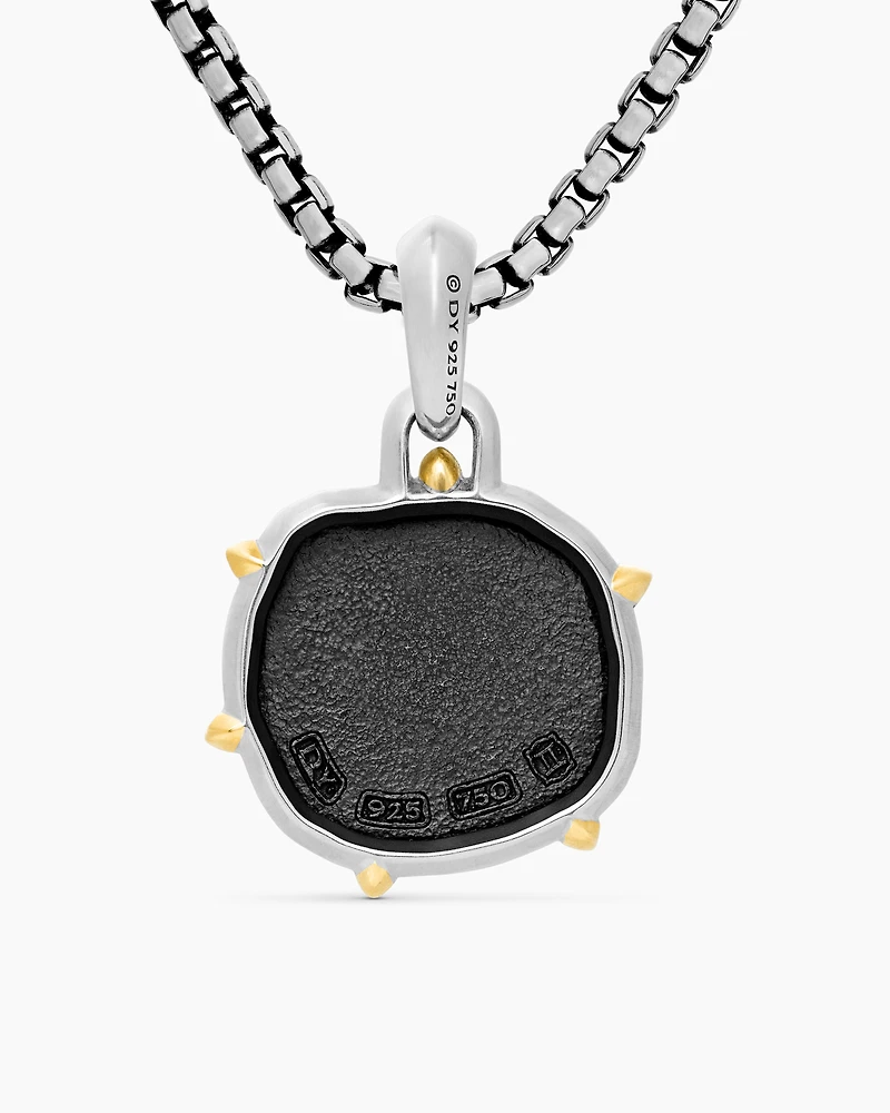 Gemini Amulet in Sterling Silver with 18K Yellow Gold, 33mm