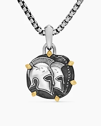 Gemini Amulet in Sterling Silver with 18K Yellow Gold, 33mm