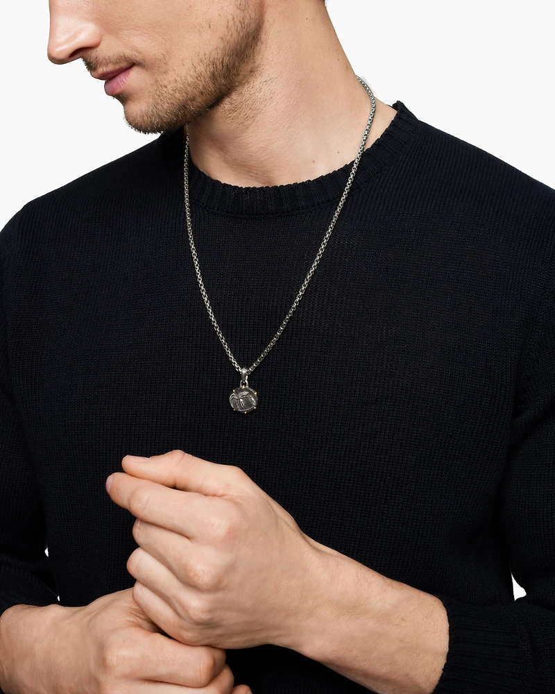 Cancer Amulet in Sterling Silver with 18K Yellow Gold, 33mm