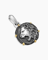 Leo Amulet in Sterling Silver with 18K Yellow Gold, 33mm