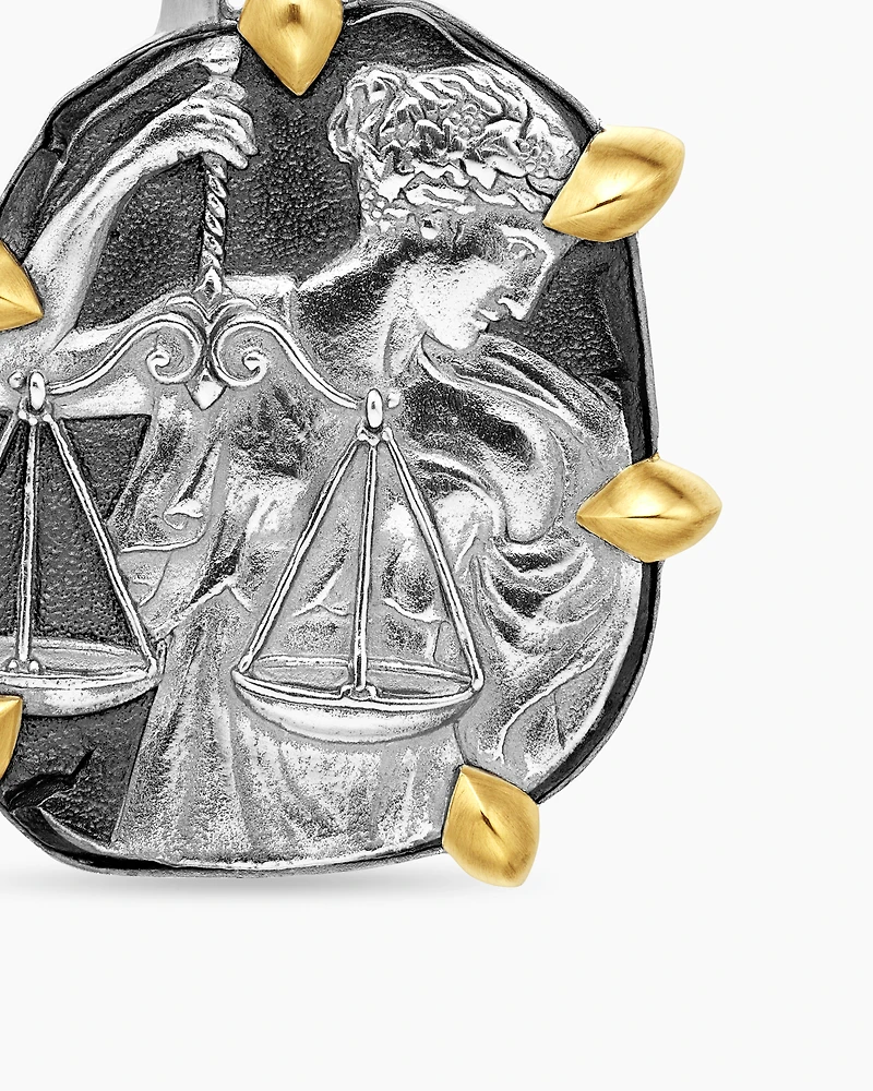 Libra Amulet in Sterling Silver with 18K Yellow Gold, 33mm