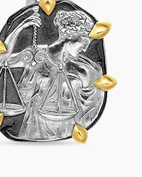 Libra Amulet in Sterling Silver with 18K Yellow Gold, 33mm