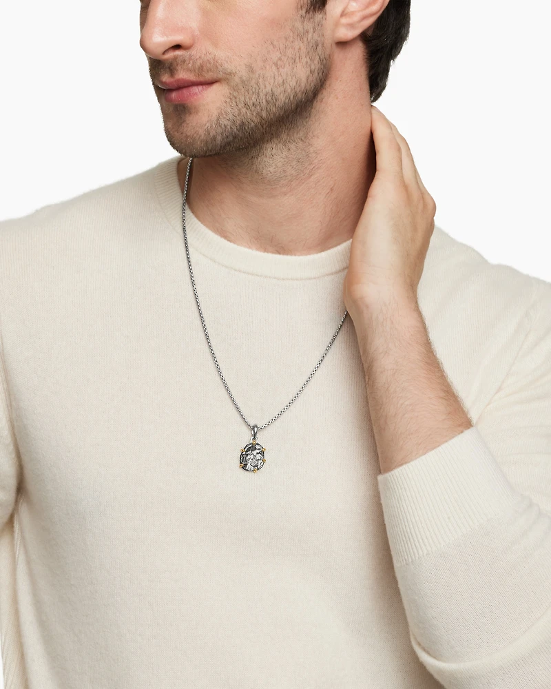 Libra Amulet in Sterling Silver with 18K Yellow Gold, 33mm