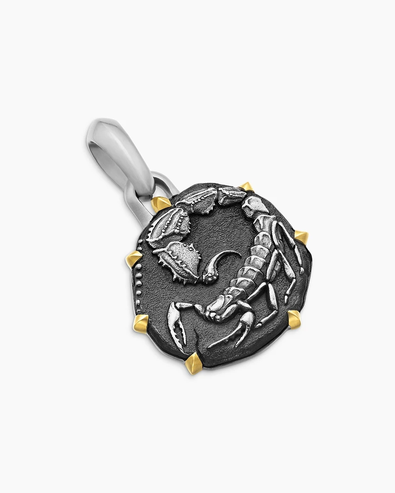 Scorpio Amulet in Sterling Silver with 18K Yellow Gold, 33mm