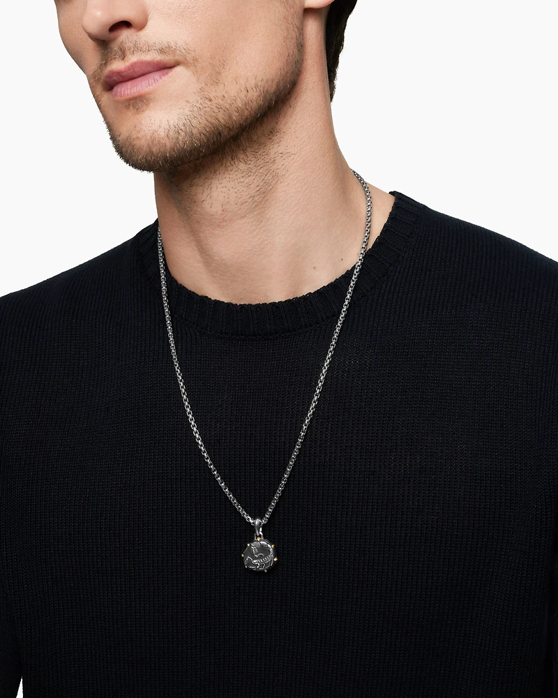 Scorpio Amulet in Sterling Silver with 18K Yellow Gold, 33mm
