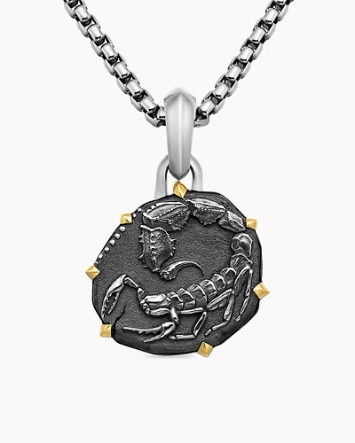 Scorpio Amulet in Sterling Silver with 18K Yellow Gold, 33mm