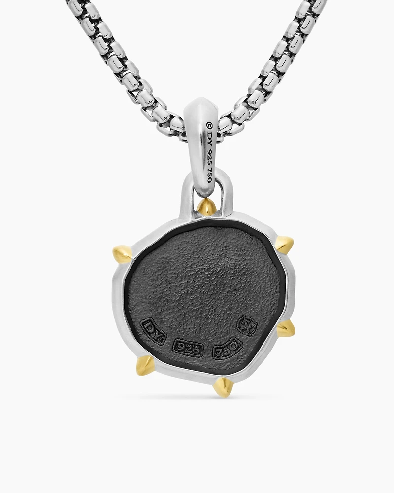 Sagittarius Amulet in Sterling Silver with 18K Yellow Gold, 33mm