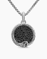 Ouroboros Amulet in Sterling Silver with Black Diamonds, 25mm