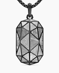 Faceted Amulet in Black Titanium with Meteorite, 36.3mm