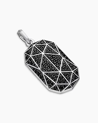Torqued Faceted Amulet in Sterling Silver with Black Diamonds, 37mm