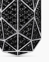 Torqued Faceted Amulet in Sterling Silver with Black Diamonds, 37mm