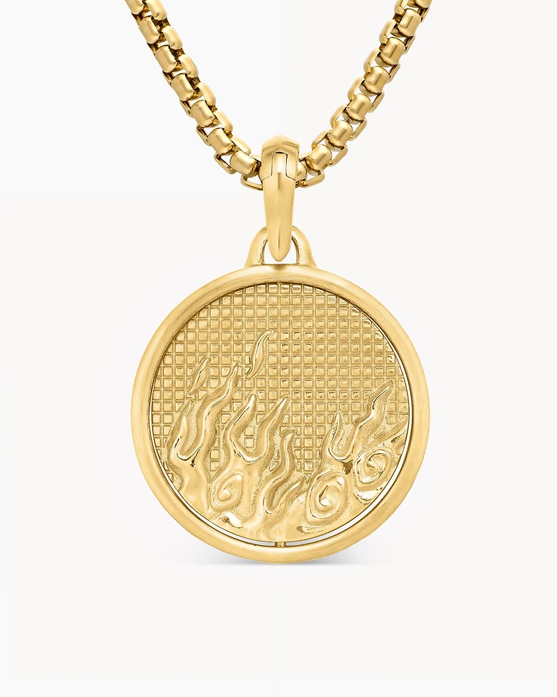 Water and Fire Duality Amulet in 18K Yellow Gold, 24mm