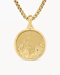 Water and Fire Duality Amulet in 18K Yellow Gold, 24mm