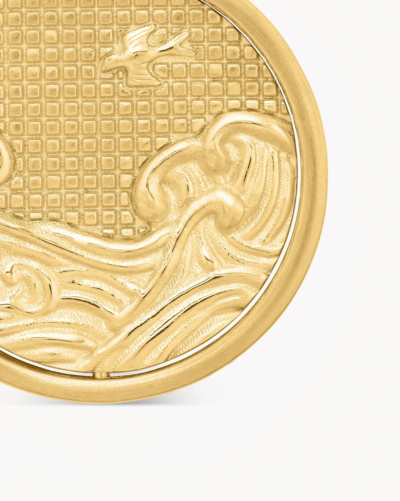 Water and Fire Duality Amulet in 18K Yellow Gold, 24mm