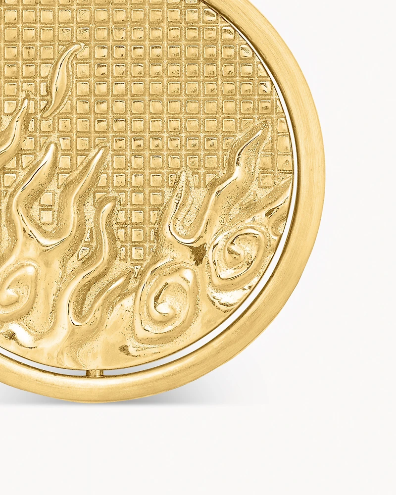 Water and Fire Duality Amulet in 18K Yellow Gold, 24mm