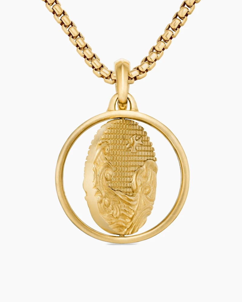 Water and Fire Duality Amulet in 18K Yellow Gold, 24mm