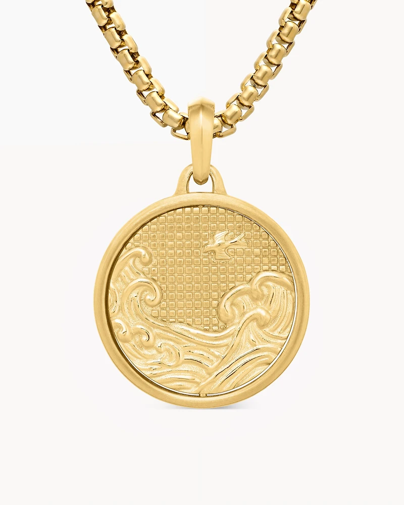 Water and Fire Duality Amulet in 18K Yellow Gold, 24mm