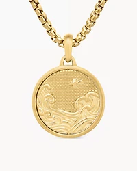 Water and Fire Duality Amulet in 18K Yellow Gold, 24mm