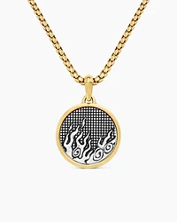 Water and Fire Duality Amulet in Sterling Silver with 18K Yellow Gold, 24mm