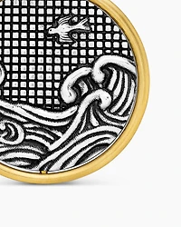 Water and Fire Duality Amulet in Sterling Silver with 18K Yellow Gold, 24mm