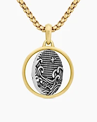 Water and Fire Duality Amulet in Sterling Silver with 18K Yellow Gold, 24mm