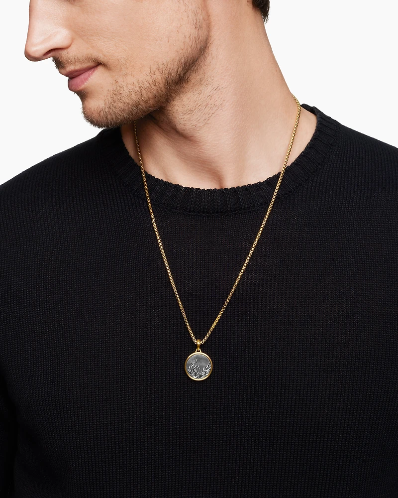 Water and Fire Duality Amulet in Sterling Silver with 18K Yellow Gold, 24mm