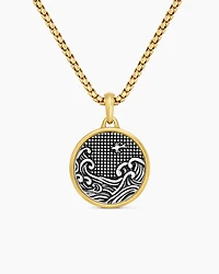 Water and Fire Duality Amulet in Sterling Silver with 18K Yellow Gold, 24mm