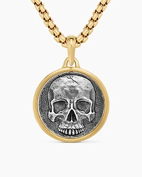 Life and Death Duality Amulet in Sterling Silver with 18K Yellow Gold, 24mm