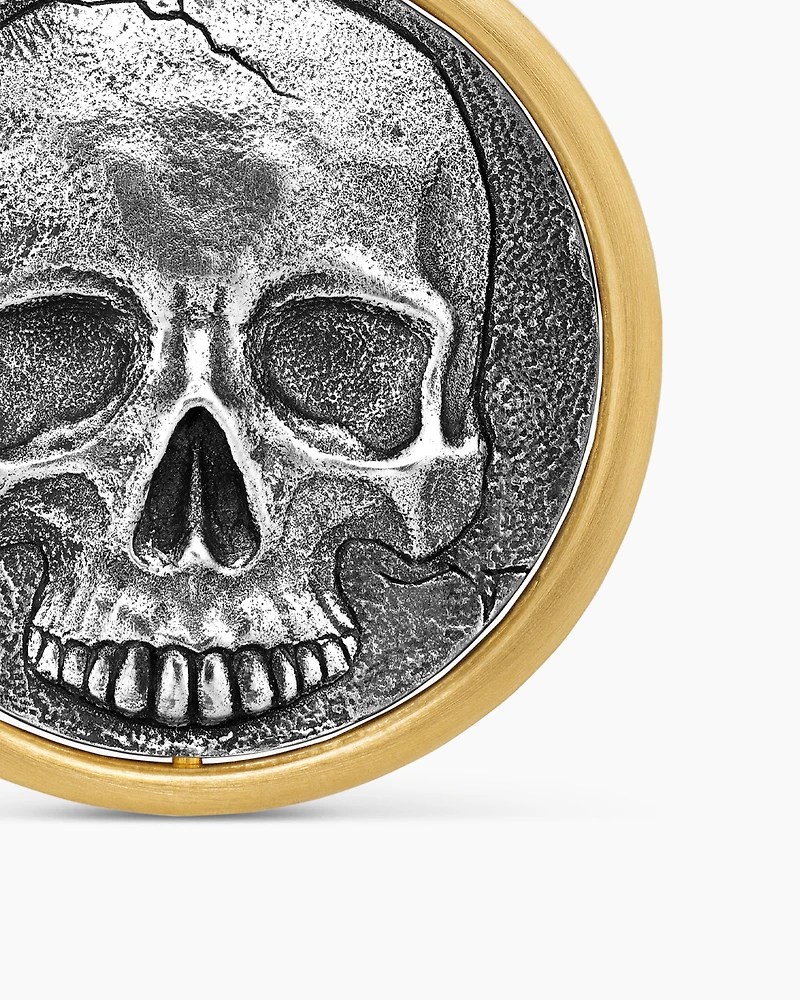 Life and Death Duality Amulet in Sterling Silver with 18K Yellow Gold, 24mm