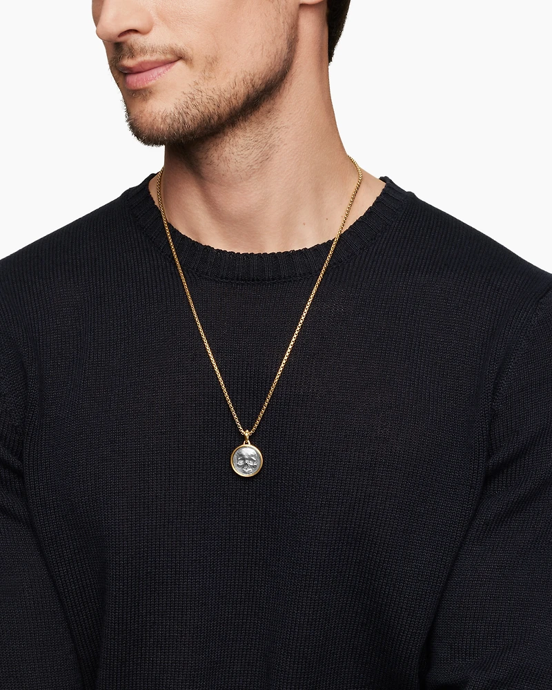 Life and Death Duality Amulet in Sterling Silver with 18K Yellow Gold, 24mm