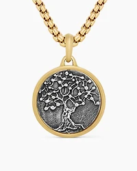 Life and Death Duality Amulet in Sterling Silver with 18K Yellow Gold, 24mm