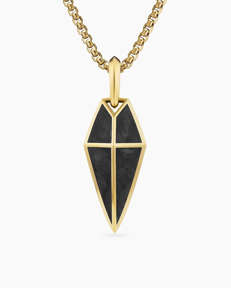 Spearpoint Amulet in 18K Yellow Gold with Forged Carbon, 27mm