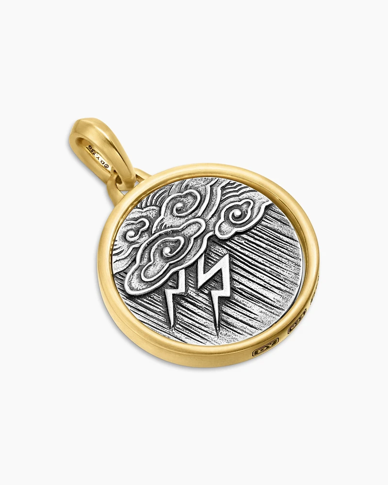 Storm Duality Amulet in Sterling Silver with 18K Yellow Gold, 23.6mm