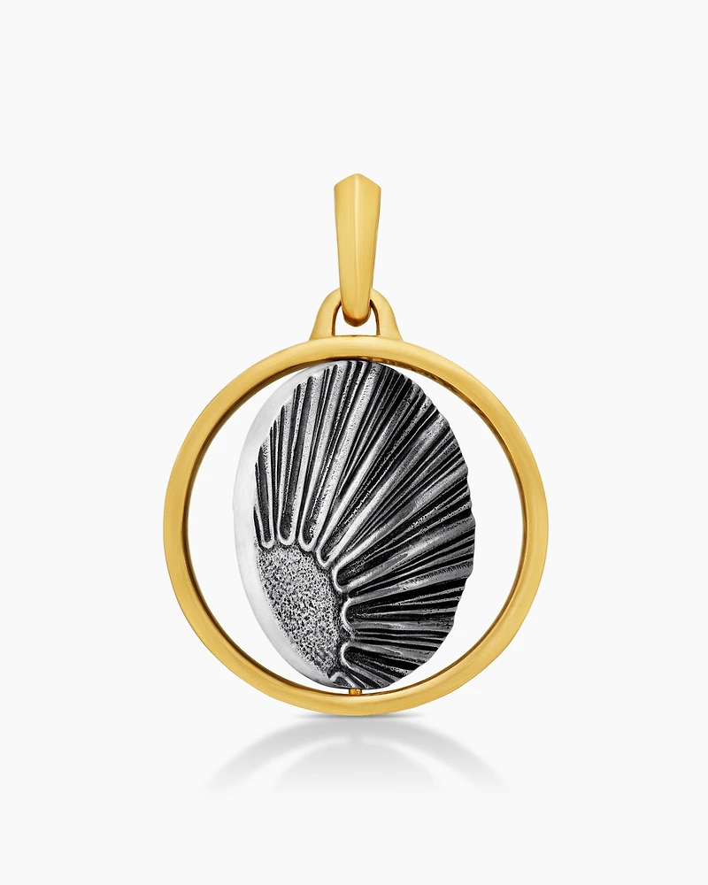 Storm Duality Amulet in Sterling Silver with 18K Yellow Gold, 23.6mm