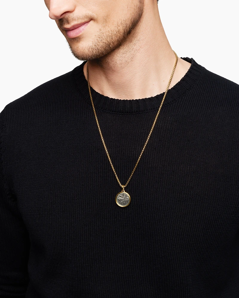 Storm Duality Amulet in Sterling Silver with 18K Yellow Gold, 23.6mm