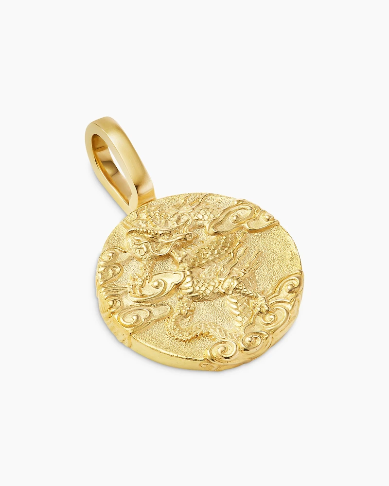 Dragon Amulet in 18K Yellow Gold, 21mm
