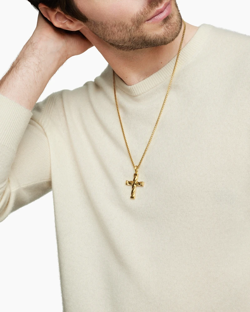 DY Helios™ Cross Pendant in 18K Yellow Gold, 48mm