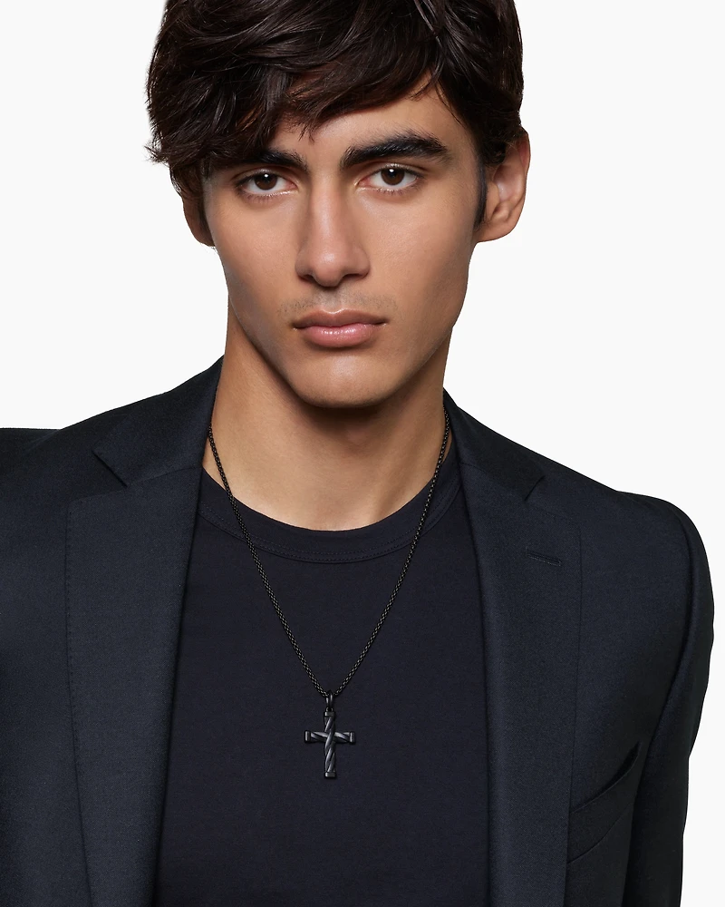DY Helios™ Cross Pendant in Black Titanium, 48mm