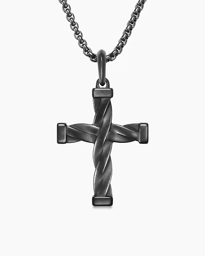 DY Helios™ Cross Pendant in Black Titanium, 48mm