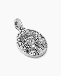 Mary Amulet in Sterling Silver with Diamonds, 20mm