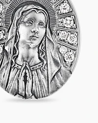 Mary Amulet in Sterling Silver with Diamonds, 20mm