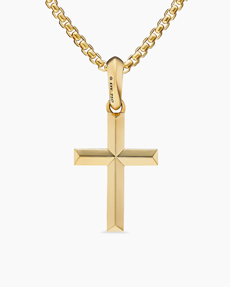 Cross Pendant in 18K Yellow Gold with Diamonds, 24mm