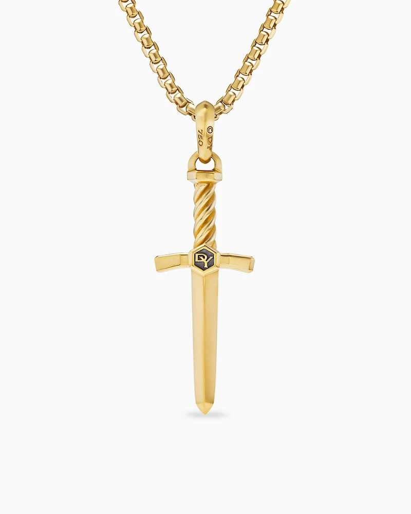 Sword Amulet in 18K Yellow Gold with Diamond, 45mm