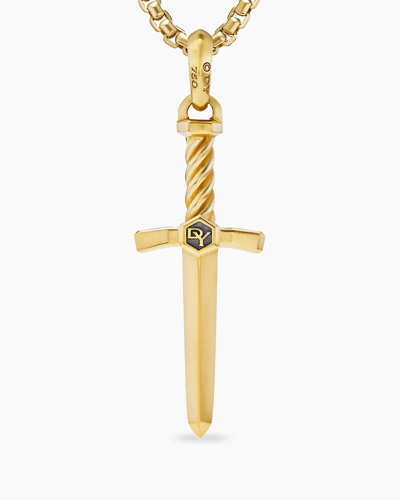 Sword Amulet in 18K Yellow Gold with Diamond, 45mm
