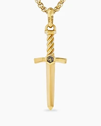 Sword Amulet in 18K Yellow Gold with Diamond, 45mm