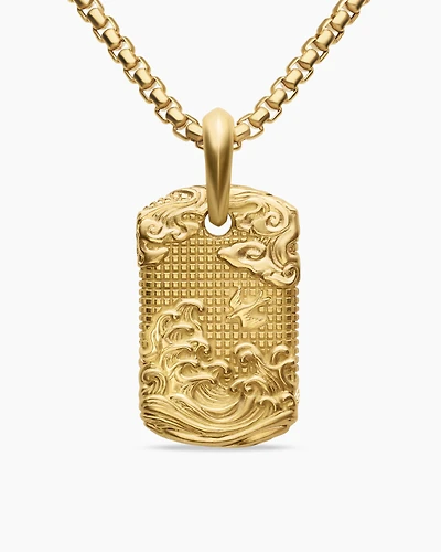 Waves Tag in 18K Yellow Gold, 27mm